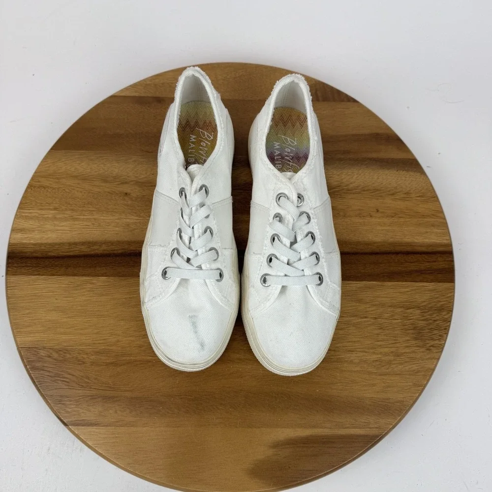 New Womens Blowfish Malibu Super Smile White Patchwork Platfrom Sneakers Size 9‎